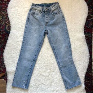 John Galt Light Wash Button Fly Hight Waist Jeans